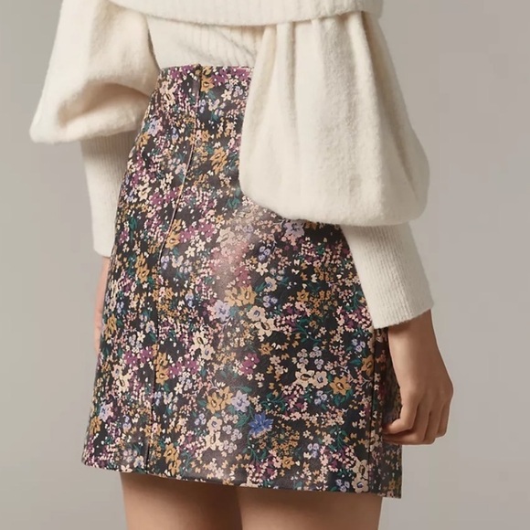Maeve Faux-Leather Side-Slit Floral Mini Skirt 14 - Picture 2 of 8